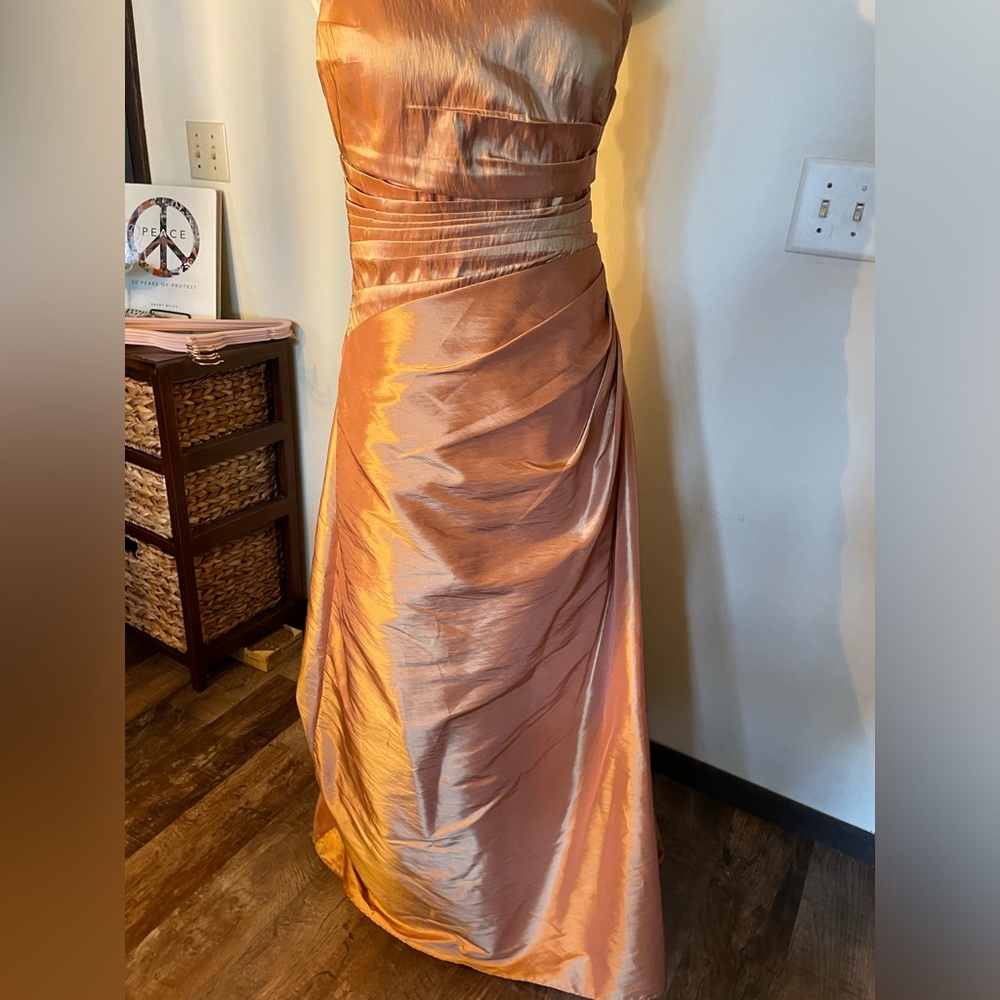 Bill Levkoff Metallic Bronze Prom Dress